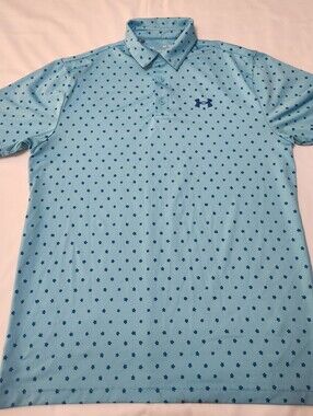 Under Armour The Playoff Polo Men's Size M Blue Floral Short Sleeve Loose Fit